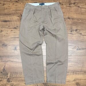 Vintage 90s Polo Ralph Lauren Mens 36/30 Andrew Pant Pleated Chino Khaki Preppy
